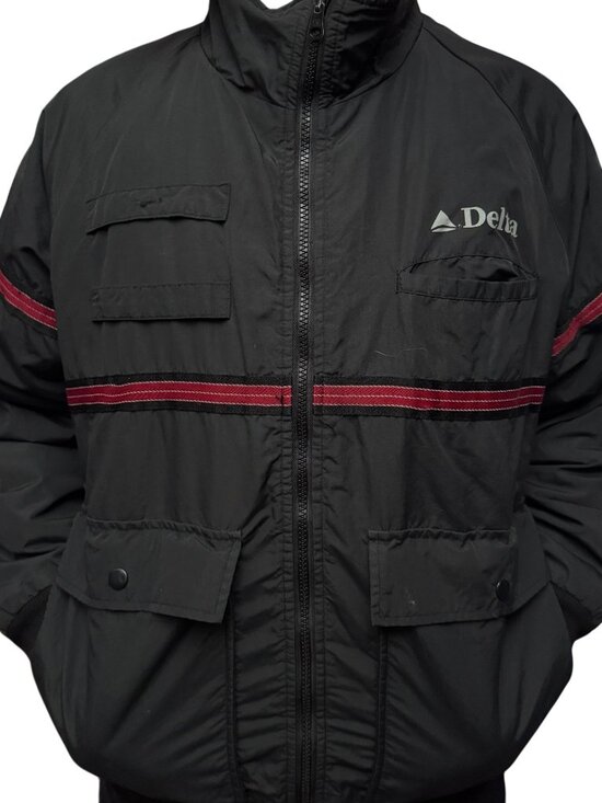 Delta Fleece-Lined Black Jacket With Red Stripes - Picture 1 of 4
